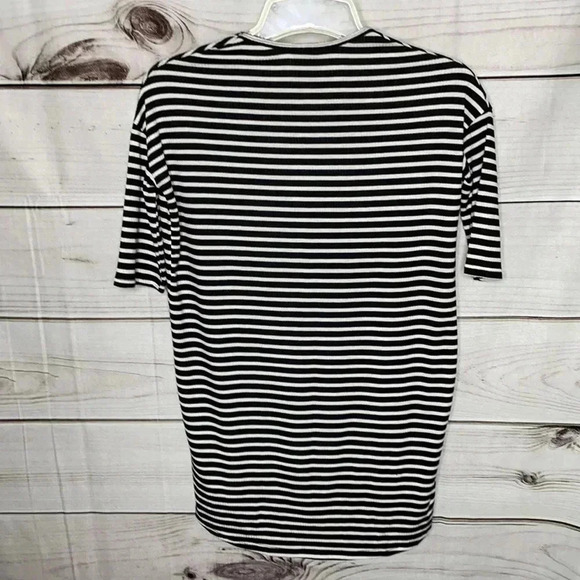 New Agnes & Dora Black White Stripe Hi Low 3/4 Sleeve Tunic XXS - Picture 2 of 6
